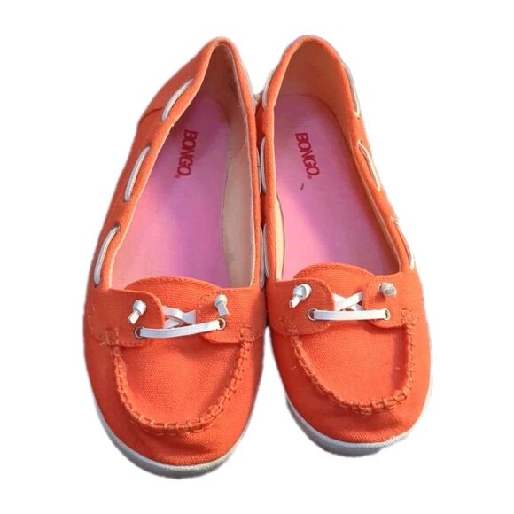 Bongo Women Canvas Boat Shoes 9 Casual Slip On Comfort Flat Orange Y2K Vintage - Picture 11 of 11